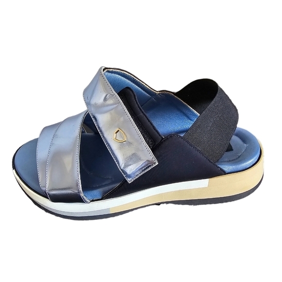 Flat Sundals Phillipe Model Paris light and cushioned metallic blue. Sz 37. New - Picture 7 of 8